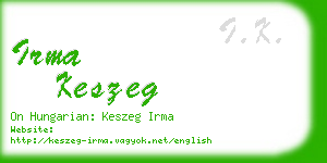 irma keszeg business card